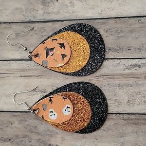 Halloween Faux Leather Teardrop Earrings